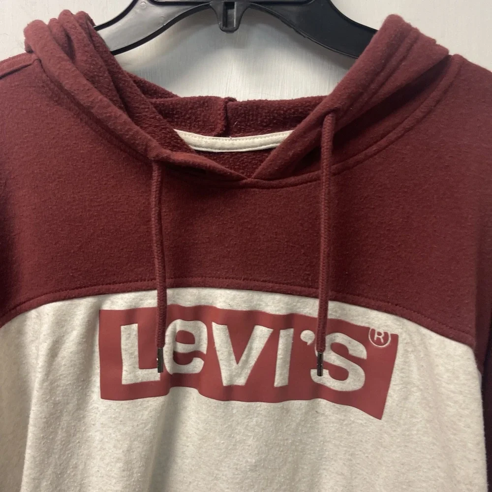 Levi's Men's Color Block Hoodie XLRed White Logo Pullover Hoodie Streetwear
